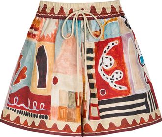 Alemais Alemais Michelle Printed Linen Shorts - Multicoloured - 16 (UK16 / XL)