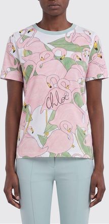 Chlo&eacute; T-shirts in cotone con stampa fenicotteri Chlo&eacute;