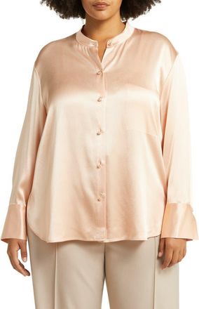 Vince Relaxed Band Collar Button-Up Shirt in Peach Opal at Nordstrom Rack, Size 2X