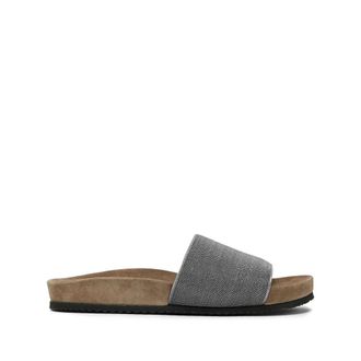 Brunello Cucinelli Brunello Cucinelli, Sliders, female, Gray, Size: 10 US Precious Slides
