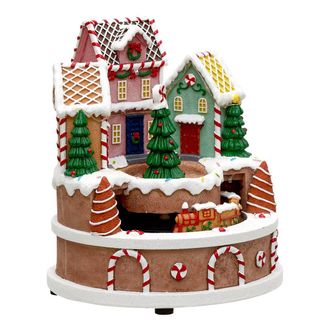 F&eacute;&eacute;ric Lights & Christmas Pueblo Navide&ntilde;o Iluminado Con Casitas Y Un Abeto Animado Y Musical Con 15 Led Que Funciona Con Pilas - Feeric Lights & Christmas