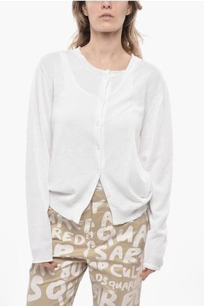 Sibel Saral Lightweight Cotton Crew-Neck Cardigan DEJA VU Solid Color size L