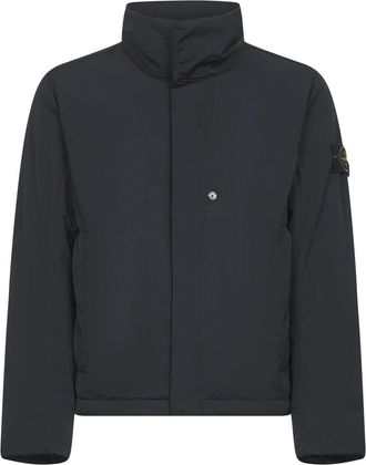 Stone Island Zwarte Gewatteerde Jas met Ritssluiting - Heren - Zomerjassen - Zwart - 3XL - Polyester - Jassen