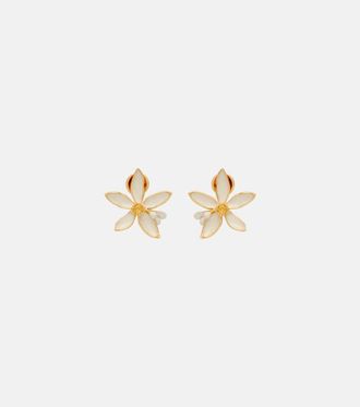 Oscar De La Renta Orange Blossom enamel earrings