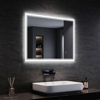 Sonni Espejo De Ba&ntilde;o Con Luz Funci&oacute;n Antiniebla Y Memoria Interruptor T&aacute;ctil Espejo Ip44 Ahorro De Energ&iacute;a 80x60cm - Sonni