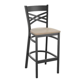 Flash Furniture Back Metal Restaurant Barstool - Antique White Wood Seat