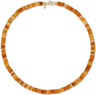 EF Collection Amber Aventurine Rondelle Necklace in 14K Yellow Gold/amber at Nordstrom, Size 16.5