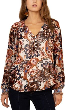 Hale Bob Hale Bob Elyse Long Sleeve Silk-Blend Blouse