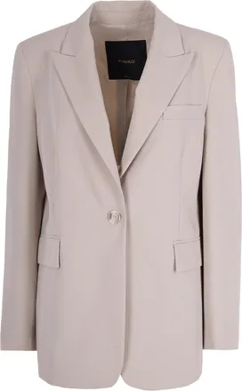 Pinko Beige Single-Breasted Blazer With Notched Lapels