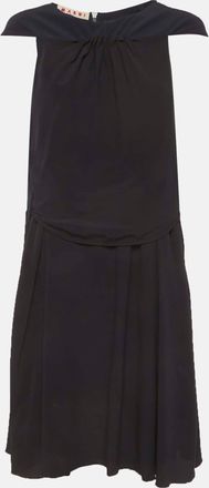 Marni Navy Blue/black Crepe Tiered Dress