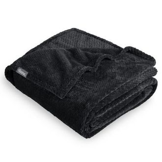 Bare Home Chevron Microplush Fleece Blanket in Black at Nordstrom, Size Twin