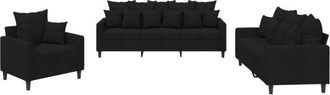 vidaXL Juego De Sof&aacute;s Con Cojines 3 Piezas Terciopelo Negro Vidaxl