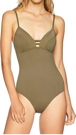 Seafolly Quilted Maillot One Piece In Dark Olive