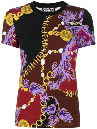 Versace Jeans Couture baroque-print cotton T-shirt - women - Cotton/Elastane - S - Red