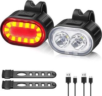 OEM Juego De Luces Para Bicicleta - Delantera Y Trasera - Ciclismo Seguro - Recargable Por Usb - 10/12 Horas - Negro