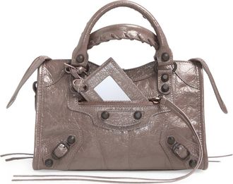 Balenciaga Mini Le City Bag in 5848 Dark Noix at Nordstrom