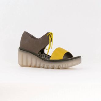 FLY London Womens Crossover Sandal In Yellow/khaki
