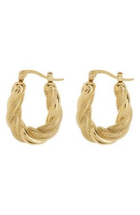 Eye Candy Los Angeles Twist Hoop Earrings in Gold at Nordstrom Rack
