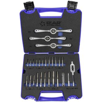 Izar Izar - Juego Cojinetes Monoblock + Machos Mano - 3006 - M3-m12 + Combi 30 Pcs