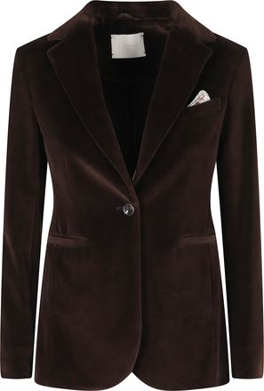 Circolo 1901 Brown Slim Single-Breasted Velvet Welt Pocket Jacket