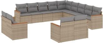 vidaXL Juego De Sof&aacute;s Jard&iacute;n Con Cojines Beige Mezcla 13 Pzas Rat&aacute;n Pe Vidaxl