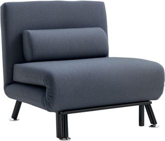 HOMCOM Homcom - Single Folding 5 Position Convertible Sleeper Chair Sofa Bed Dark Grey
