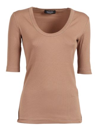 Fabiana Filippi T-Shirt aus Jersey Costina Manica Al Gomito Con Scollo U Farbe Vimini