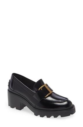 Tod's Buckle Moc Toe Loafer in Black at Nordstrom, Size 7.5Us