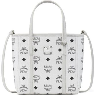 MCM Toni Top-Zip Shopper in Visetos in White at Nordstrom