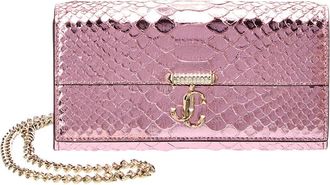 Jimmy Choo London Avenue Snake-Embossed Leather Wallet On Chain
