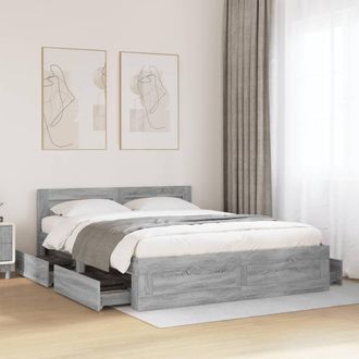 Berkfield Home Bed Frame with Headboard without Mattress Grey Sonoma 160x200 cm