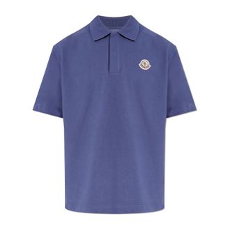 Moncler Polo Shirts, male, Blue, Size: 2XL Polo with logo patch