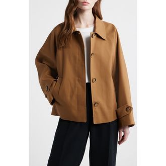 Mango Cuba Oversize Short Cotton Trench Coat in Medium Brown at Nordstrom, Size X-Small