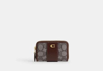 Coach Essential Small Zip Around Card Case In Signature Jacquard