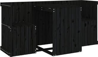 vidaXL Juego De Balc&oacute;n 2 Plazas Madera Maciza De Pino Negro Vidaxl