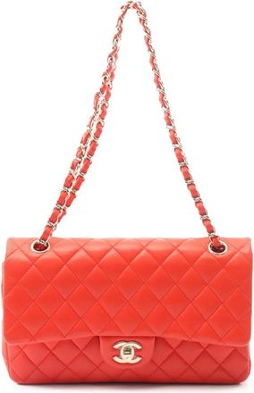 Chanel Borsa a spalla Classic Double Flap media in pelle di agnello 2016-2017 - Rosso