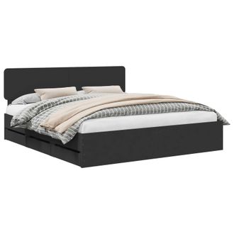 vidaXL Estructura De Cama Negro 180 X 200 Cm Madera De Ingenier&iacute;a Vidaxl