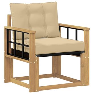 vidaXL Sof&aacute; De Exterior Madera Maciza De Acacia Y Textileno Blanco Vidaxl