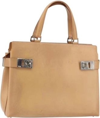 Ferragamo Pre-owned Handbags, female, Beige, Size: ONE SIZE Pre-owned Leather Handbag