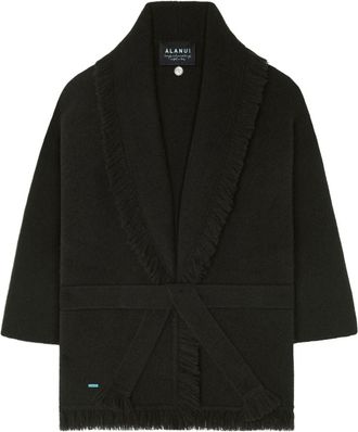 Alanui fringed-edge cashmere-blend cardigan - women - Polyamide/Silk/Cashmere - M - Black