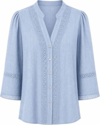 2-Biz Kaya Shirt - Dames - Blouses - Blauw - L - Overhemden