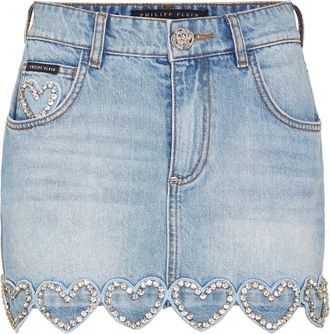 Philipp Plein Mini Rok Hart - Dames - Spijkerrokken - Blauw - XS - Katoen - Rokken