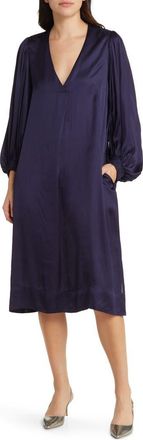 Masai Nalo Long Sleeve Satin Shift Dress in Maritime Blue at Nordstrom Rack, Size X-Large