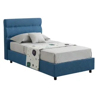 Dmora Cama Individual Brenta, Desenfundable, Con Caj&oacute;n Hecho En Italia, Tama&ntilde;o Colch&oacute;n 80x200 Cm, Azul