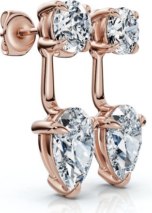 Pompeii3 3Ct Diamond Studs & Earring Jackets 14k Gold Pear Shape Lab Grown