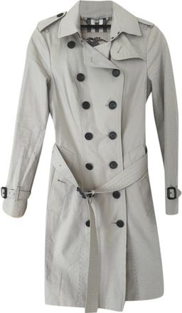Burberry Stone Cotton Sandringham Trench Coat Size XS