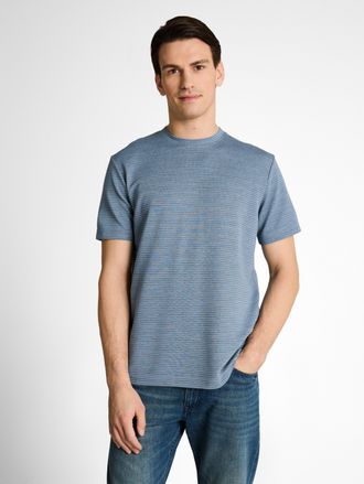 Tom Tailor Kurzarmshirt TOM TAILOR, Herren, Gr. XXL, blau grau grindle stripe, Shirts Kurzarmshirt, Rundhals in Streifen-Optik