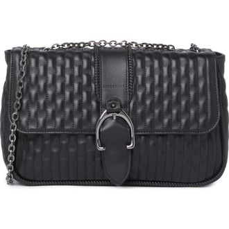 Longchamp Embossed Leather Chain Strap Shoulder Bag in Black at Nordstrom Rack