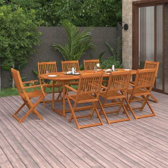 vidaXL Set Comedor De Jard&iacute;n 9 Piezas Madera Maciza Acacia 220x90x75cm Vidaxl