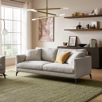 Castlery Spill-Resistant Sofa with Removable Frame and Cushion Covers and Black Legs - Grey | Lena by Castlery